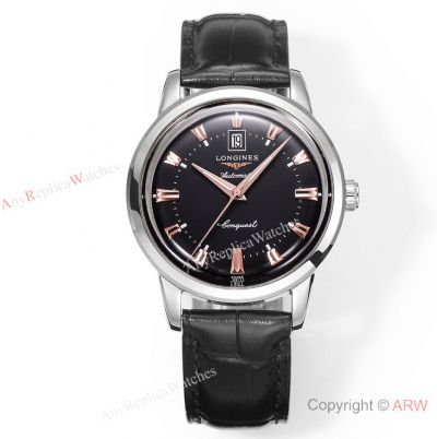 Swiss Copy Longines Conquest Heritage Automatic 9015 Watch Steel Black Dial